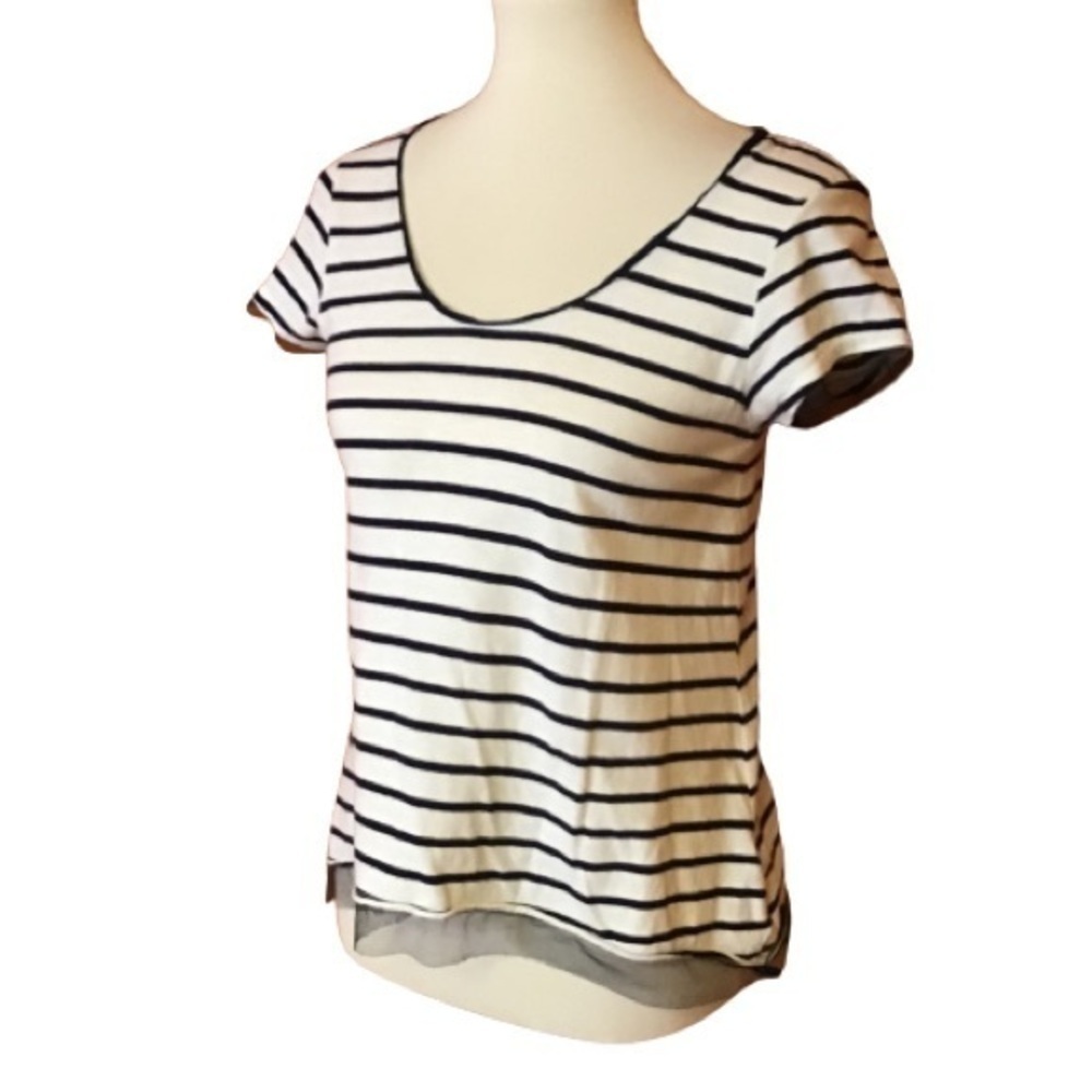 Pilcro & the letterpress Striped n lace t shirt